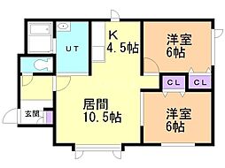 キラリ 2LDKの間取図画像