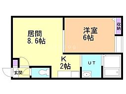 ヴァンクレール 1LDKの間取図画像