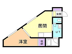 イーストリッチ65 1DKの間取図画像
