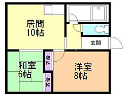 木下コーポ 2LDKの間取図画像