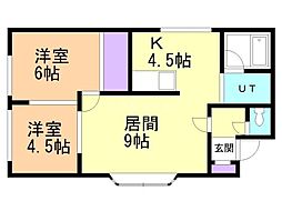 Galaxy天の川 2LDKの間取図画像