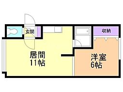 エクセル・シオールB 1LDKの間取図画像