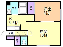 カルム 1LDKの間取図画像