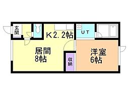 ハイエスト東7・8 1LDKの間取図画像