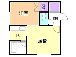 コートハウス愛宕B棟 1LDKの間取図画像