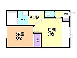 リバーハイツ5・1 1LDKの間取図画像
