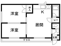 第3ハウスカワゾエ 2LDKの間取図画像