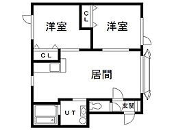 シーガル 2LDKの間取図画像