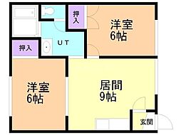 パレスラフォーレ 2DKの間取図画像
