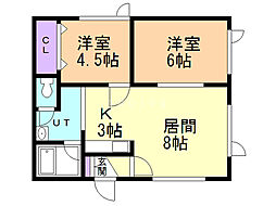 ハイツトレジャー 2LDKの間取図画像