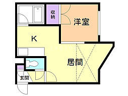 スイング 1DKの間取図画像
