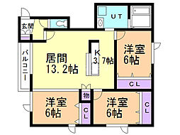 リラコートBLUE 3LDKの間取図画像
