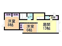 ノンノB 2LDKの間取図画像