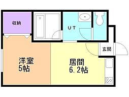 あっとほ～む1 1DKの間取図画像