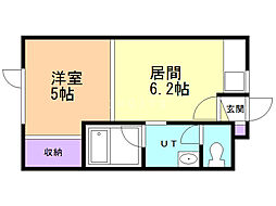 あっとほ～む1 1DKの間取図画像