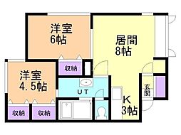 サイレンスコート 2LDKの間取図画像