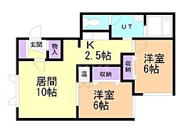MapleB 2LDKの間取図画像