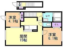 ティーウエスト 2LDKの間取図画像