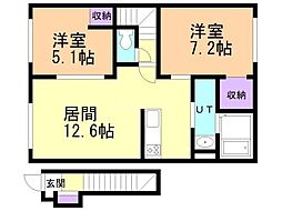 Stella Nova東川 2LDKの間取図画像