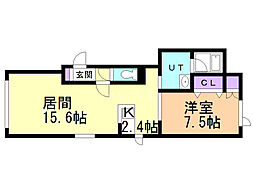 ユー・マークアー1 1LDKの間取図画像