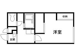 レオパレスハピネスM 1Kの間取図画像