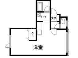 グレース新富B ワンルームの間取図画像