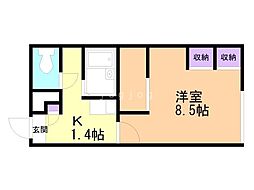 レオパレスミラク3 1Kの間取図画像