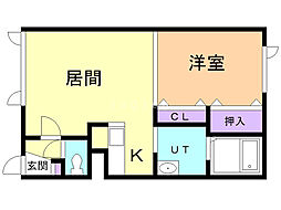 カステルム 1LDKの間取図画像