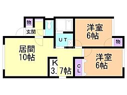 A.ブルームーン 2LDKの間取図画像