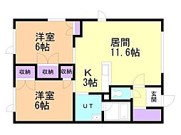 サイレンスコート2 2LDKの間取図画像