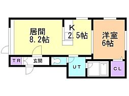 レールデュタン2 1LDKの間取図画像