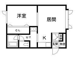 グロリアス21A 1LDKの間取図画像