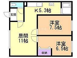 カーサドソリッソ 2LDKの間取図画像