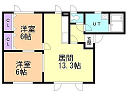 アオバハイツ 2LDKの間取図画像