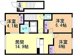 コリーヌ1 3LDKの間取図画像