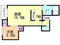 ハスコリオ東光 1LDKの間取図画像