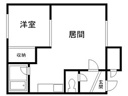 ハイツエルムA棟 1LDKの間取図画像