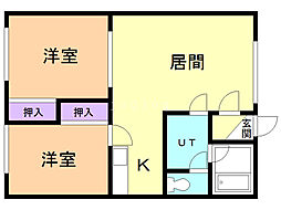 クリスタルハイツ永山 2LDKの間取図画像