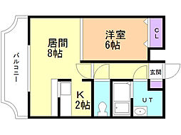 日宝ノルテ1条通 1LDKの間取図画像