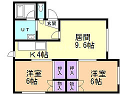 第3しらかばハイツC 2LDKの間取図画像