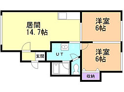 ヒノキ豊栄A 2LDKの間取図画像
