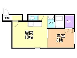 HINOKI西4条 1LDKの間取図画像