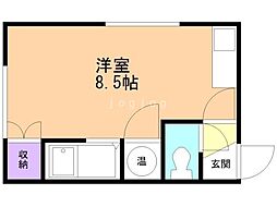 シュガーハイツ ワンルームの間取図画像