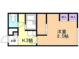 レオパレス花月 1Kの間取図画像