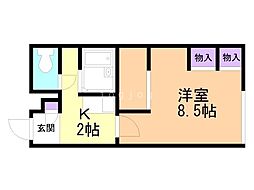 レオパレスポラリス 1Kの間取図画像