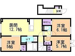 カーチス 3LDKの間取図画像
