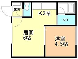 フロム-KC 1DKの間取図画像