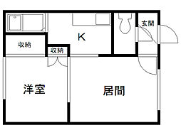 コーポサクライA 1LDKの間取図画像