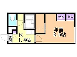 レオパレスシャローム 1Kの間取図画像