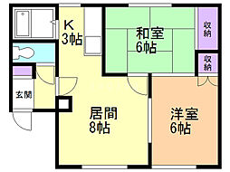 コーポおぐら 2LDKの間取図画像